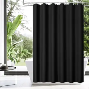 Waffle Woven Texture Fabric Shower Curtain with 12 Hooks, 1 Count Waterproof Shower Curtain for Hotel and Home, Bathroom Decor, Machine Washable