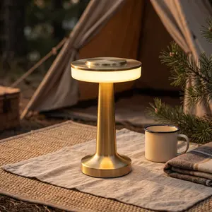 Lightweight Portable Gold Cordless Table Lamp,No Messy Wires, Touch Control 3 Color Stepless Dimming, Rechargeable Battery Up to 48H Life, Wireless LED Light for Outdoor Camping, Patio, Travel, Emergency Use, No Worry Power Outage