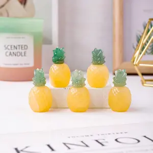 Random Color Natural Crystal Pineapple Ornament, 1/3 Counts Natural Crystal Carving Statue, Gemstone Jewelry, Birthday Gift, Home Party Decoration
