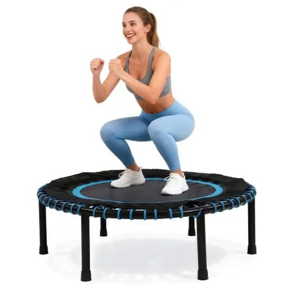 40'' Adult Fitness Trampoline with Durable Bungees, Stable & Quiet Exercise Rebounder,Great Mini Trampoline for Indoor/Garden Workout,Max Load 330 lbs for Cardio, Balance & Family Exercise