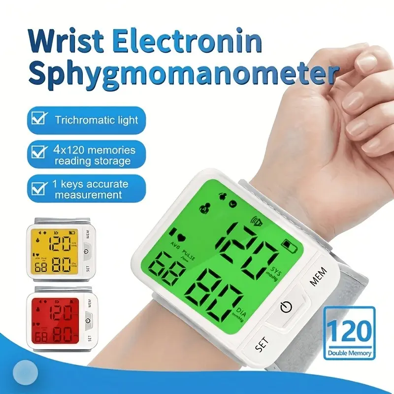 Wrist Blood Pressure Monitor – Automatic Digital BP Monitor with Adjustable Cuff, Large LCD Display, Pulse Rate & Irregular Heartbeat Detection, Portable Home Use Blood Pressure Machine for Seniors and Adults
