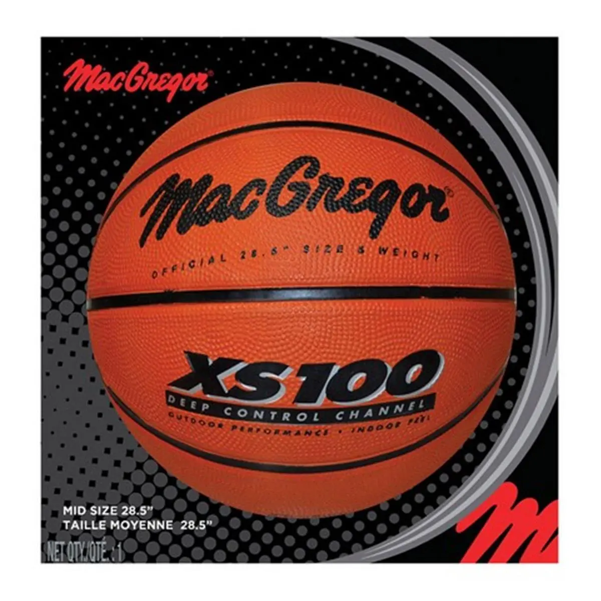 Macgregor 40-96146BX Ball Size 6 Round Ball Basketball for 8+ Years Old, Deep Control Channel Design, Embossed Graphics, Extra Grip Rubber Cover, Indoor/Outdoor Use, Ball Size Basketballs