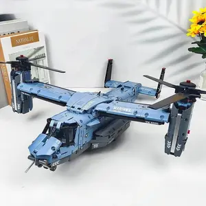 V-22 Tiltrotor Aircraft Helicopter Building Block Children Military Airplane Model Bricks Toy Home Decor.