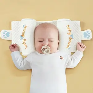 Baby Bed Pillow for Lying Down, Millet Buckwheat Filling, Corrects Head Shape, Adjustable Pillow for Newborns 0-6 Months, Soft Bedding