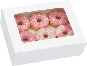 12pcs 8x6x2.5 Inches Bakery Boxes with Window, Mother's Day Cookie Boxes for Chocolate Strawberries, Donuts, Cupcakes, Muffins and Dessert