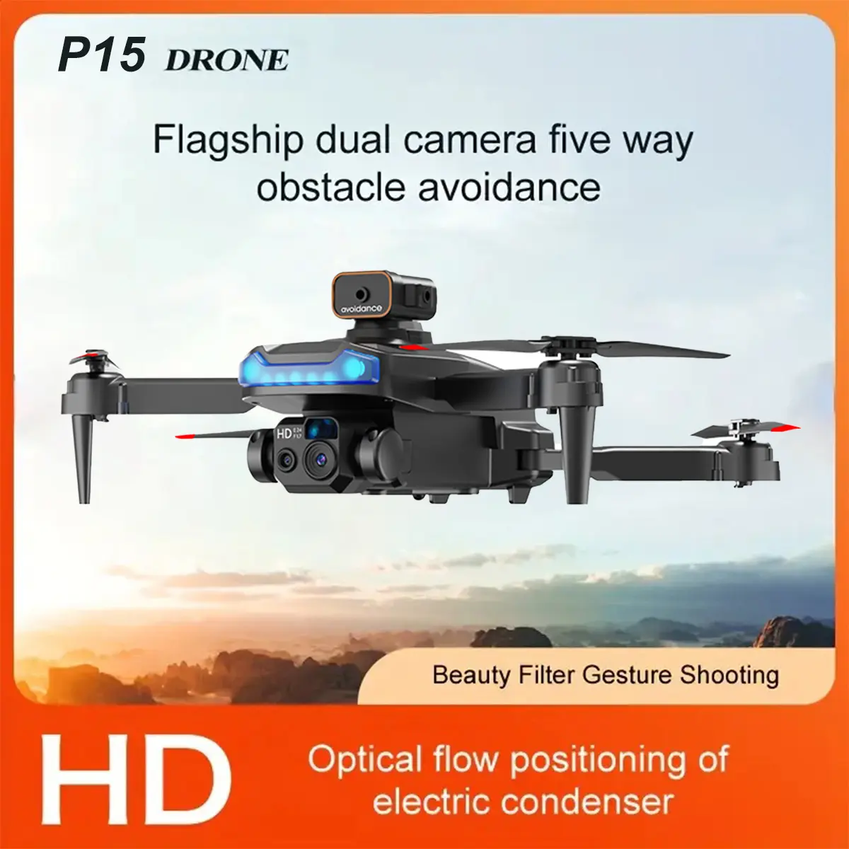 Todetana P15 Mini Drone with Dual Camera, One-Key Takeoff/Landing, 360° Flip, Headless Mode, Easy to Fly for Beginners