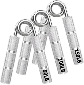 Silver Metal Hand Gripper Set,50LB-400LB 13 Pack No Slip Heavy-Duty Grip Strengthener,Great Wrist & Forearm Hand Exerciser,Home Gym,Hand Grip Strength Trainer