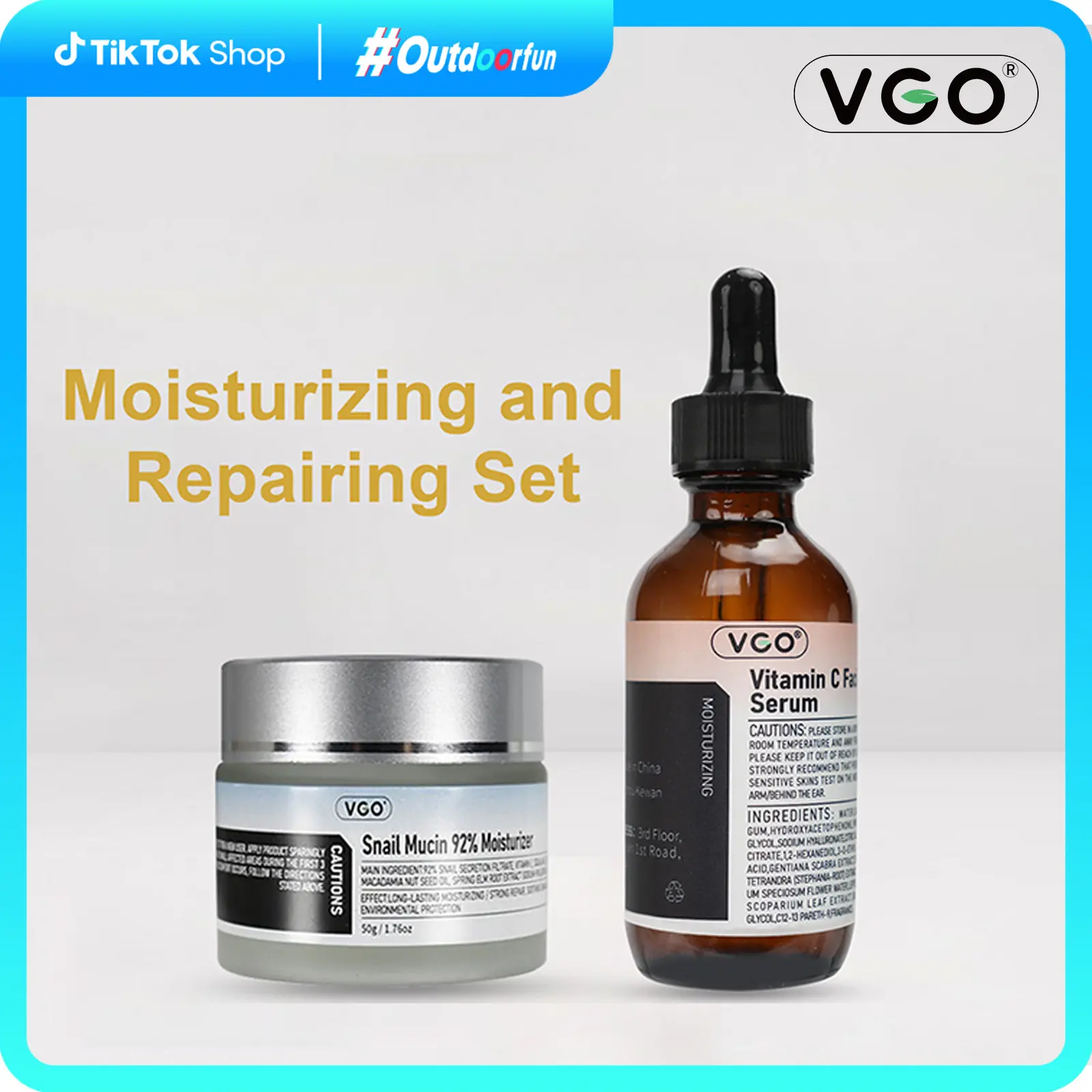 VGO Spring Glow Up Snail Mucin 92% Moisturizer Daily Face Gel Cream for Dry & Sensitive Skin, 50g / 1.76oz Cleanser Moisturizing Skincare Moisture Gentle Outdoorfun-A