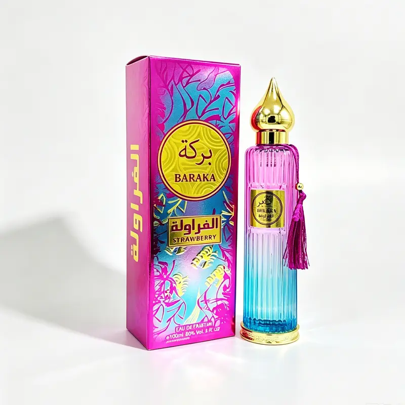 3.4 fl oz fruity strawberry fragrance perfume, summer gourmand notes, locks in the scent, releases an alluring aroma, has a natural body fragrance