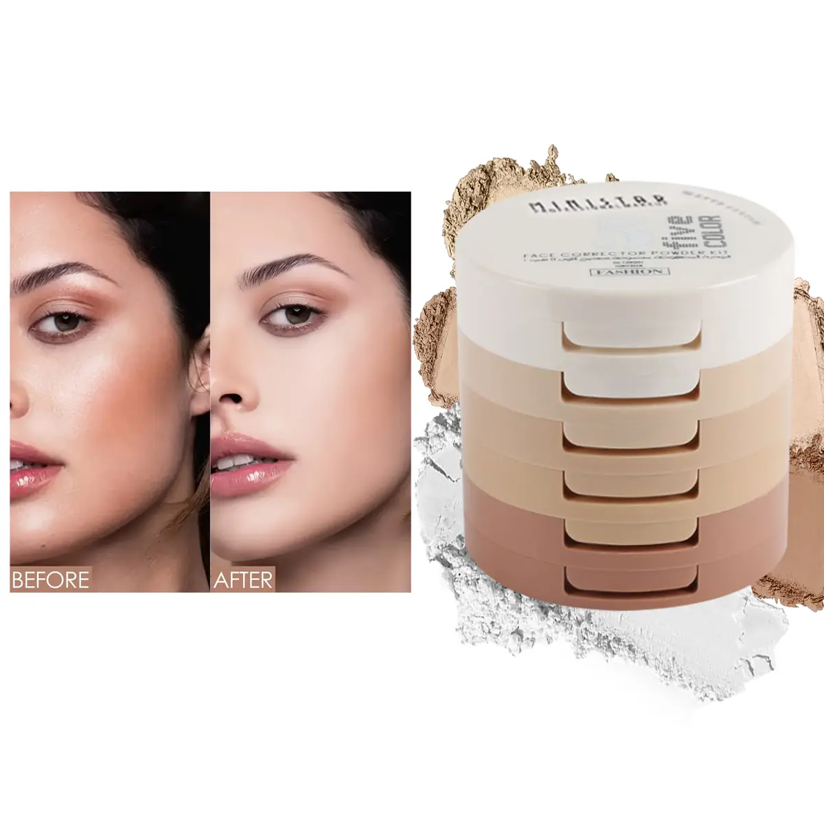 5 Shades Makeup Contour Powder Palette With Highlighter Bronzer Blush Soft Focus Smooth Natural Finish Easy To Apply Contouring Palette Facial Contouring Makeup