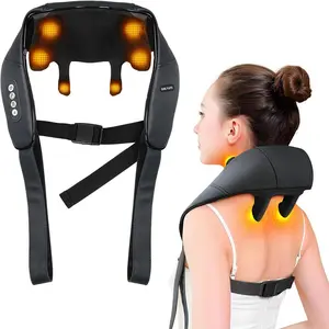 Shiatsu Neck and Shoulder Massager with Heat,4D Deep Kneading Massage Cushion, Comfortable, Rechargeable Electric Massager for Alleviating Neck, Shoulder, and Back Pain