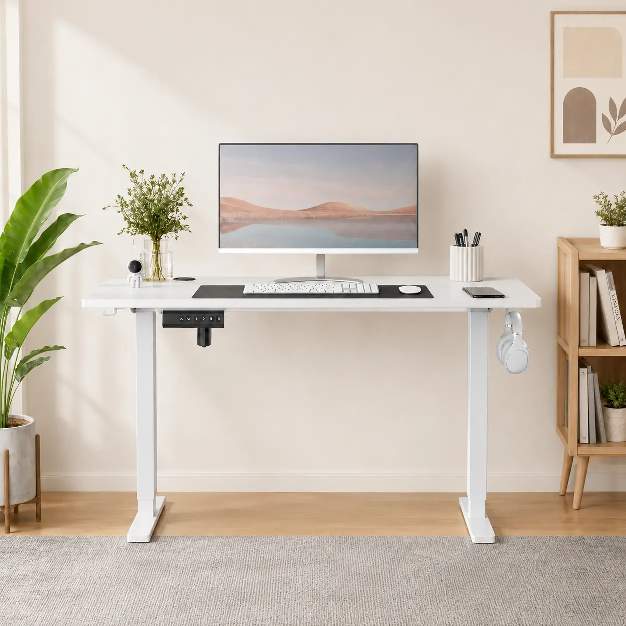 Electric Height Adjustable Standing Desk, Sit-Stand Up Down Computer Desk 63"x24"/48"x24", Ergonomic Office Workstation for Home & Office, Modern Memory Electric Rising Desk (Black)