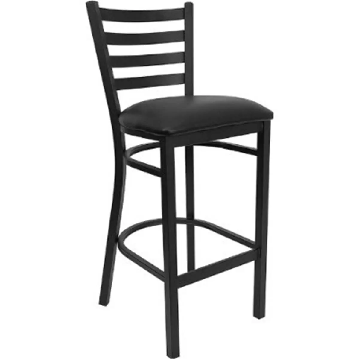 Flash Furniture  Black Ladder Back Metal Bar Stool with Black Vinyl Seat, Metal Frame, Heavy Duty
