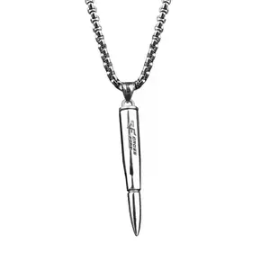 Bullet pendant necklace Titan Steel Bullet Pendant Necklace Bold Urban Hip-Hop Style mystery jewelry