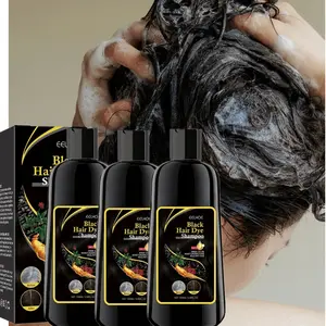 3 bottles of black herbal hair dye shampoo, Haircare, natural plant pigments, deeply cleanses the scalp without damage, naturally curls, moisturizes hair, suitable for all hair types, men and women