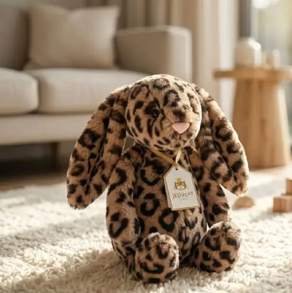 Jellycat Cobblehop Ruby Leopard Spotted Plush Bunny, Stuffed Animal with Dust Bag, Rare NWT Collector Gift, US Stock