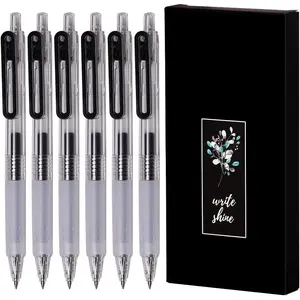 Ultra Fine Point Pens 0.38 Smooth Writing Retractable Pens for Journaling Planner,Note Tacking,0.38mm Tip,Quick Dry Black Ink,Refillable Ink Refill,6 Count