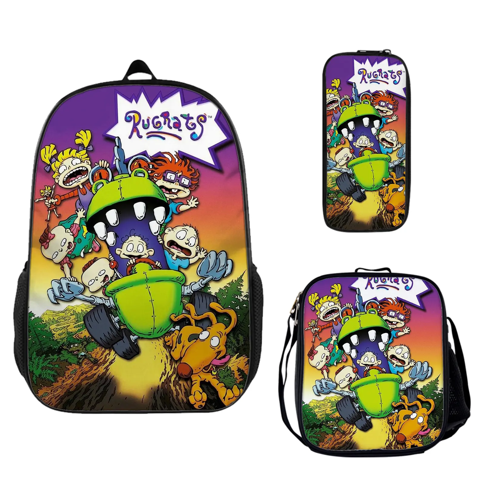 Rugrats_01.jpgLarge Capacity Backpack 3-Piece Set, School Bookbag with Insulated Lunch Box and Pencil Pouch for Teen Boys Girls, Lightweight Travel Daypack Birthday Gift for Fans c-212
