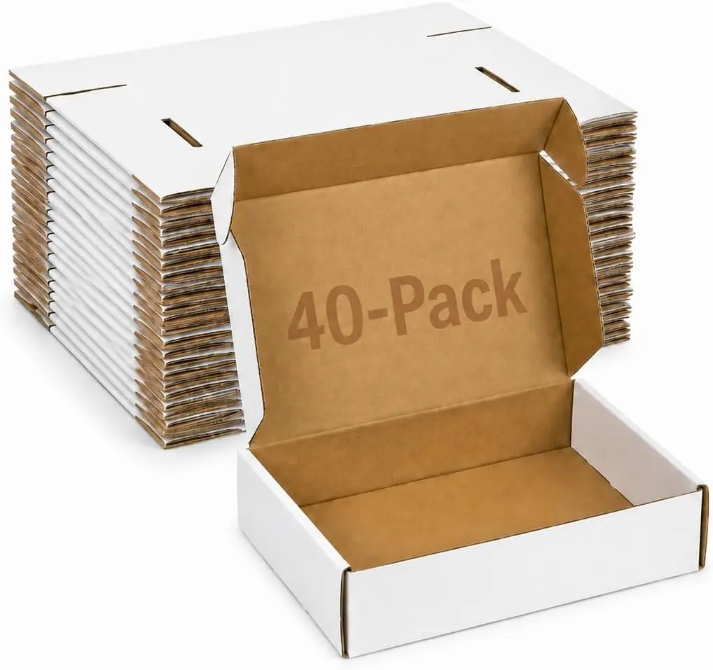 12x9x4 Shipping Boxes, White Corrugated Cardboard Mailer Boxes, Foldable Packaging Boxes, Recyclable Mailing Gift Boxes