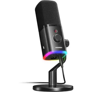 USB/XLR Dynamic Microphone for Gaming Podcast,Computer PC Microphone with Software-RGB, Mute Button, 48kHz/24bit Podcasting Desktop Mic for Streaming YouTube Video Recording PD100X