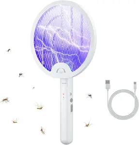 Electric Mosquito Swatter, Rechargeable Mosquito Swatter with Light & Cable，4000V ,1200mAh Battery USB Rechargeable，Electronic Mosquito Zapper Portable Mosquito Killer for Indoor & Outdoor