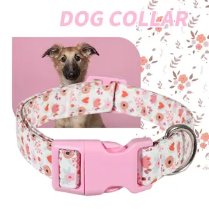 Floral Theme Pet Dog Collar, Soft Comfortable Adjustable Polyester Necklace, Suitable for Small to Medium Dogs, Indoor and Outdoor Use