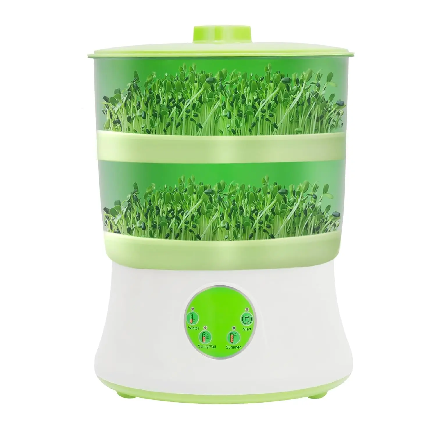 Household Double Layers Bean Sprouts Machine - 20W 2L Automatic Seed Sprouting Kit, 3 Seasonal Modes for All Year Round, 1.63Kg/3.59Lbs, 26cmx37cm, 110V, 1*Blackout Cloth, 1*English Instructions, Healthy Diet Kitchenware for Beans Alfalfa Wheatgrass Seeds