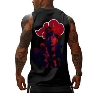 Pain Akatsuki Tank Top – Naruto Anime Sleeveless Shirt – Red Cloud Ninja Design – 100% Cotton