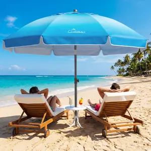 UIRWAY Beach Umbrella, Heavy Duty Windproof Beach Umbrellas with Sand Anchor & Tilt, Sun Protection Portable Beach Umbrella with Carrying Bag for Beach, Patio Garden Pool Outdoor