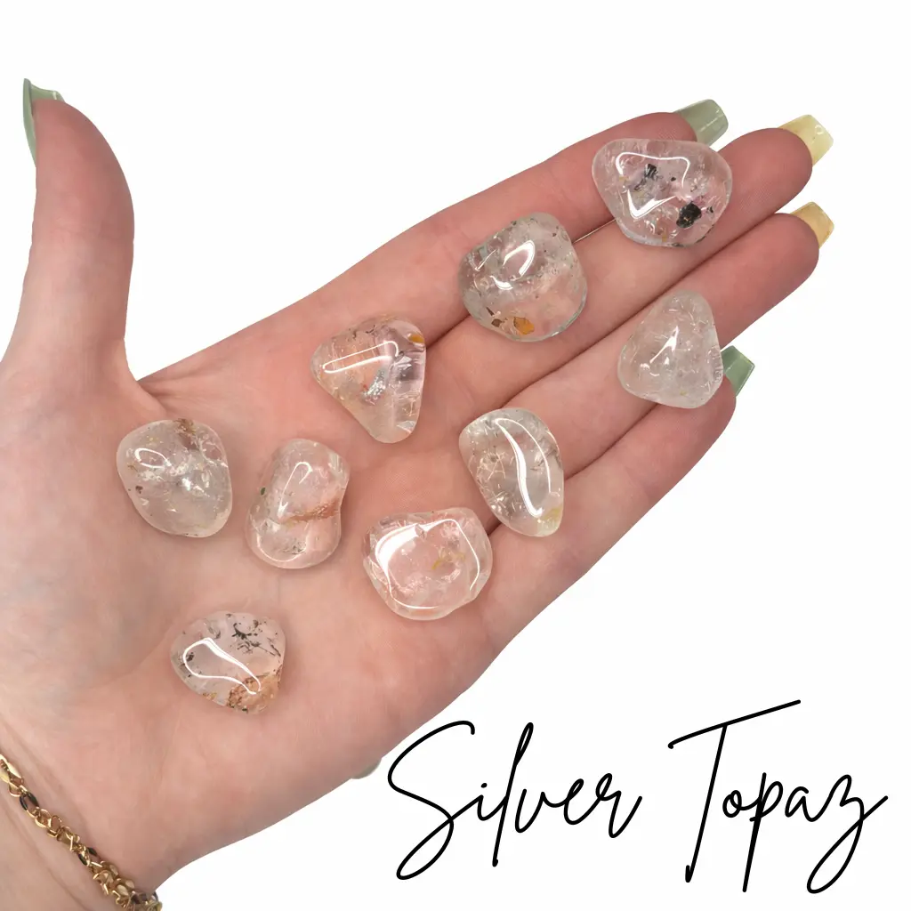 Silver Topaz Tumble, Tumbled Silver Topaz, Pocket Topaz, Silver Topaz, Healing Topaz