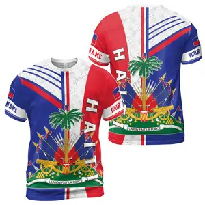 Customize Name Haiti Coat of Arms Flag Pride Haitians 3D T-Shirt S-5XL