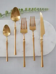 Marcel Ardani MILAN Matte Gold Flatware – 5-Piece Stainless Steel Set with Gift Box