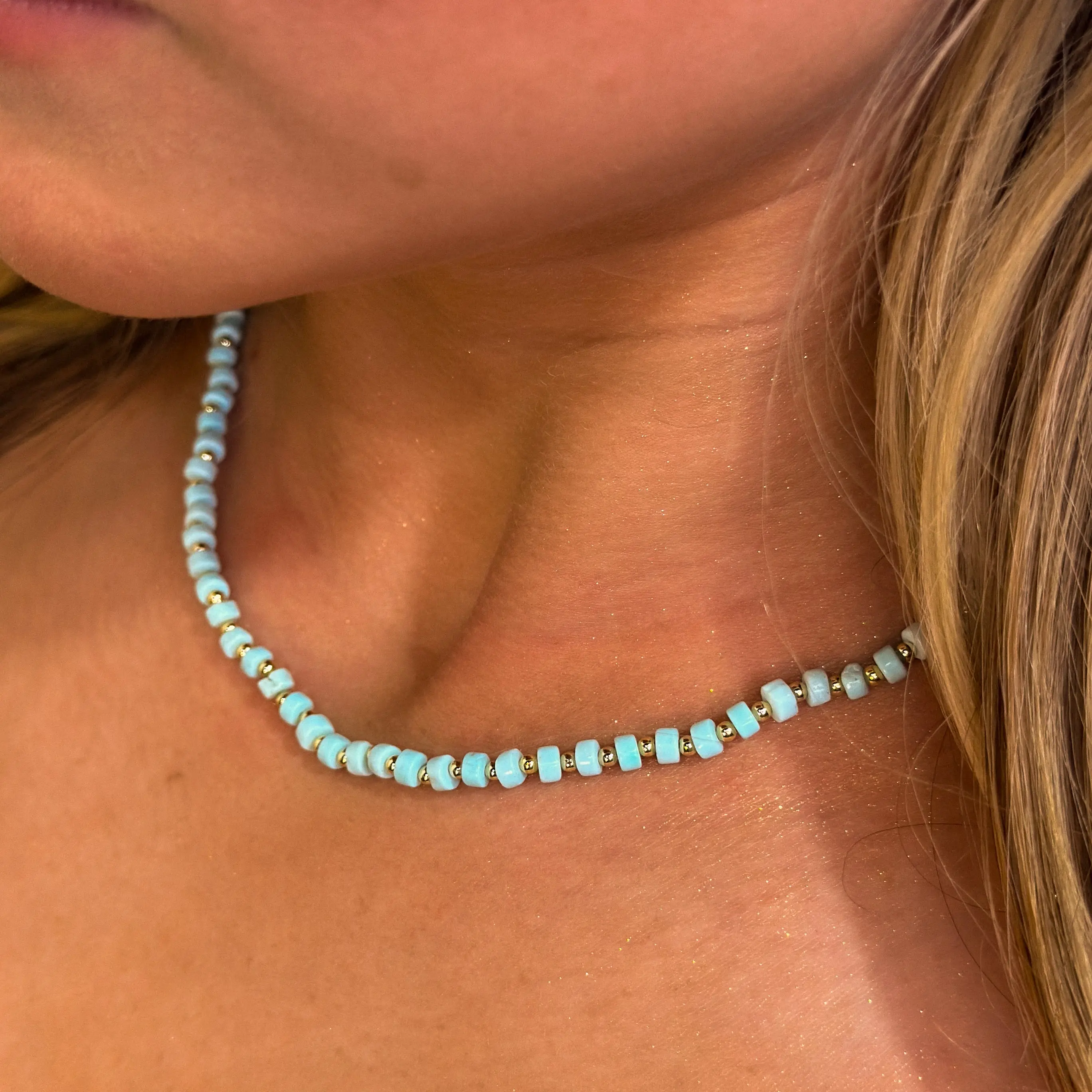 Ocean Waves Natural Turquoise Necklace - N68