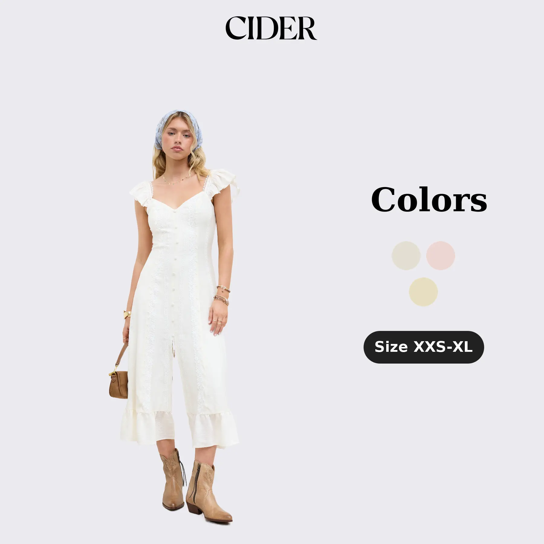 Cider Women's Dresses - Casual Sweetheart Midi with Floral Applique, Ruffle Trim Hem and High Thigh Side Split,clothes for back to school,first day of school outfits