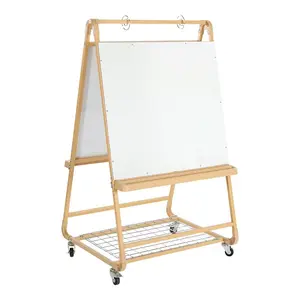 Kaplan Early Learning Mobile Teachers Easel with Magnetic Whiteboard, Chart Paper Hooks &amp; Storage - Portable Classroom Teaching Tool with Locking Casters