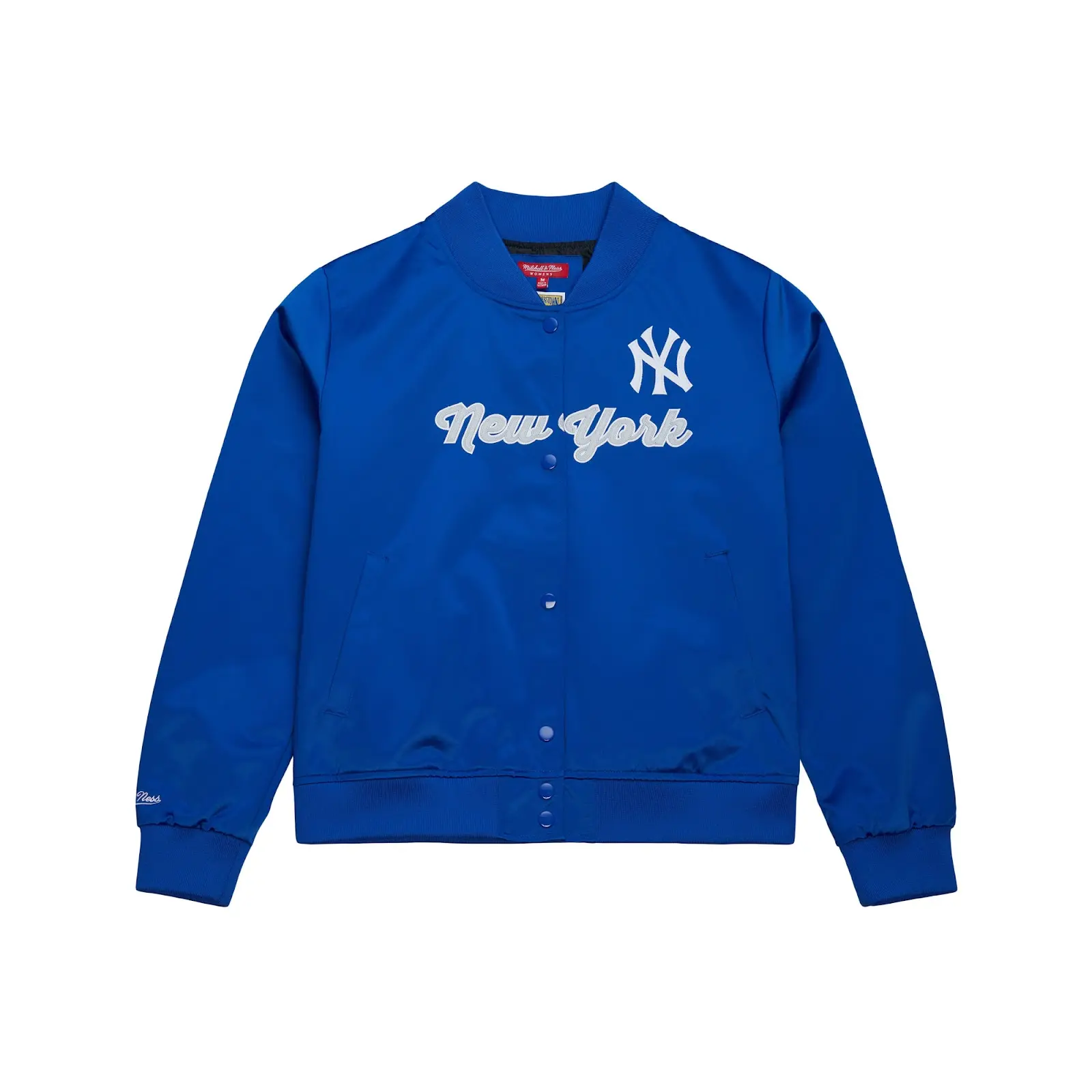 New York Yankees Women's Vintage Satin Full-Snap Jacket - Mitchell & Ness MLB Throwback, Retro Satin Jacket Coats Embroidered