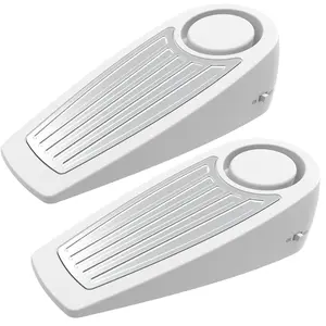 Upgraded Door Stop Alarms 130dB Intruder Alert Siren, Floor Mount Type, Rubber Security Devices Door Wedge for Home,Hotel, College Dorm Room, Apartment, Stays Travel,White 2 Pack
