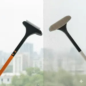 Ultra Long Handle Cleaning Brush Home Cleaning Tool for Windows Screens Bathroom Kitchen Carpet Curtains Deep Clean Washable Telescoping Squeegee Scrubber with Non-Slip Grip Household Cleaning Tool
