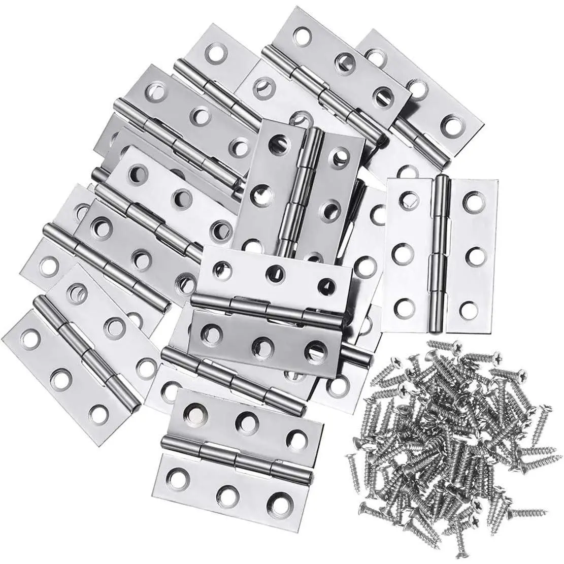 All Stainless Steel Folding Hinges, 20-Count 2-in Rust-Resistant Hinges for Windows Doors, Includes 120 Screws