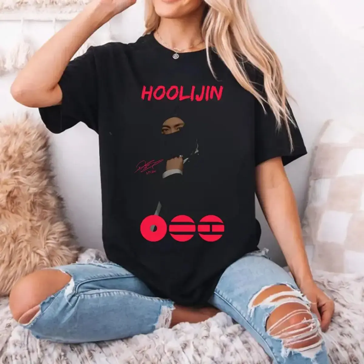 Hoolijin Meme Sweatshirt, Funny Music Tee, Gift For Fans Hoodie,Kpop Masked Concert T Shirt, Unisex Sweater Pullover Tee