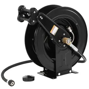 Heavy Duty 4000 PSI High Pressure Washer Hose Reel - Dual Arm, Auto-Retractable Steel Hose Reel for Water/Air/Oil - 3/8" X 50 FT