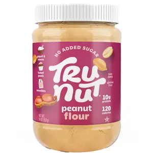 Tru-Nut Peanut Flour - Gluten Free Flour For Baking and Breadmaking, 10g of Protein, 1:1 Swap for White Flour, No Sugar Added, Low Carb, Non-GMO, Vegan, Keto, 14oz Jar