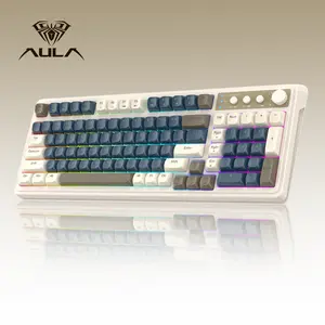 AULA S99 Key Keyboard, Bluetooth 2.4GHz USB-C RGB Gaming Keyboard with Media Knob Number Pad Ergonomic Design for PC Mac and Xbox Perfect for Gamers S99 Keyboard Fixed Keycaps & Switches (Non-Replaceable)