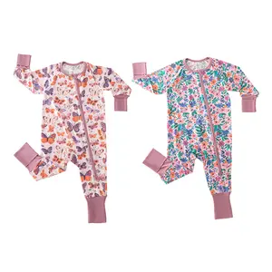 Aqpa Bamboo Viscose Newborn Baby Pajamas Sleepers Two Way Zipper Romper Super Soft Kid Boys Girls Clothes Pjs Toddler Sleepwear with Fun Lemon Print 92% Bamboo Viscose snug fit   Cozy Bodysuit