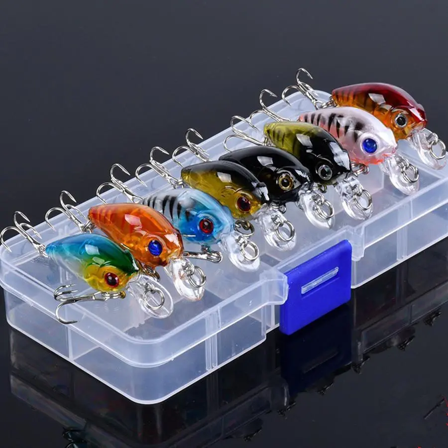 Artificial Fishing Lure Set, 8 Counts/box, Floating Crank Bait, Realistic Topwater Artificial Bait, Fishing Accessories for Outdoor Fishing, Fishing Lures Kit, Fishing Equipment