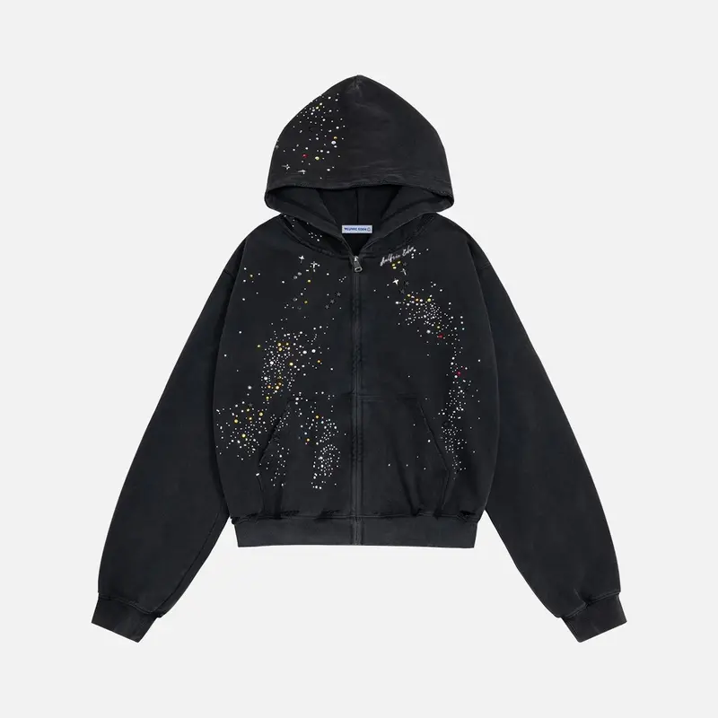 Aelfric Eden Badge Boxy Zip Up Hoodie Oversized Fit Vintage Badge