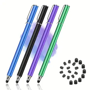 Capacitive Stylus Pen, 2-in-1 Universal Touch Screen Pen for All Touch Screen Tablets & Cell Phones with 20 Extra Replaceable Soft Rubber Tips (Pack of 4)