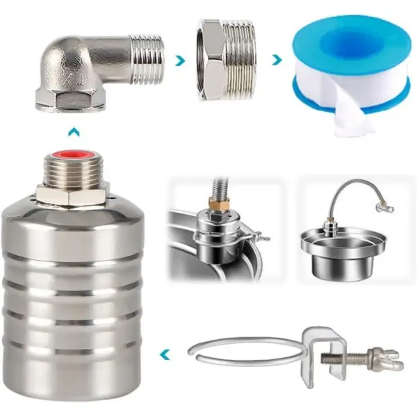 Float Valve,1/2" to 3/4'' water level control float valve, 304 Stainless Steel Fully Automatic Watershut off valve, Automatic Water Level Controller for Tank, Pool, Livestock Troughs., Parts, Automatic Water Level Valve Tap Parts