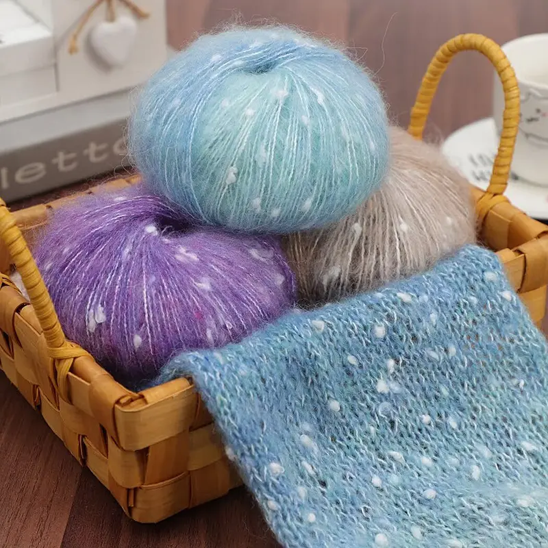 300g Gradient Multicolor Snowflake Mohair Yarn, Hand Knitting Material, DIY Knitting Supplies, Fine Crochet Thread, Fall Winter Fashion Sweaters Scarves Hats Blankets Shawls, Variegated Yarn