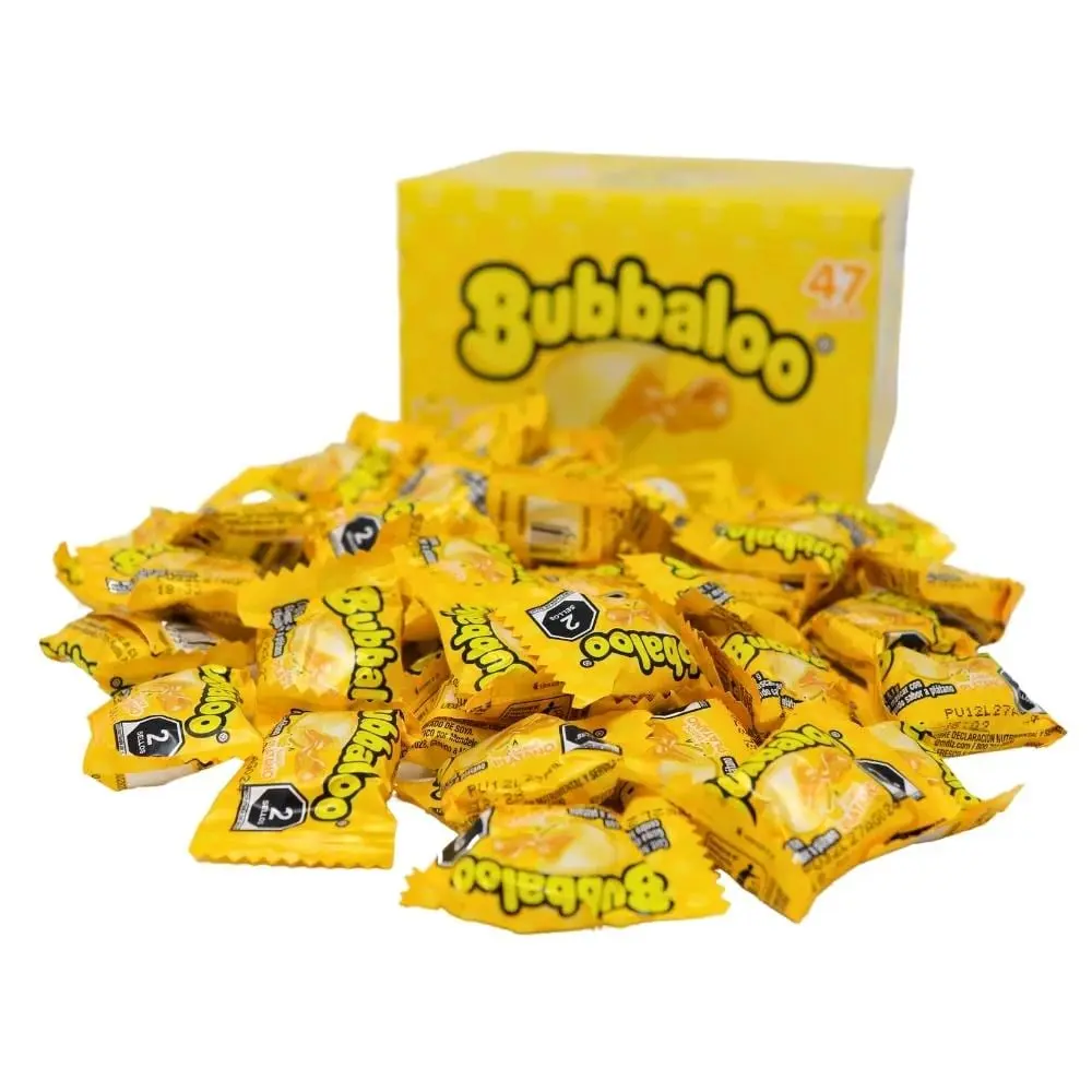 Bubbaloo Banana Platano Flavor Liquid Filled Bubble Gum 47 Pieces